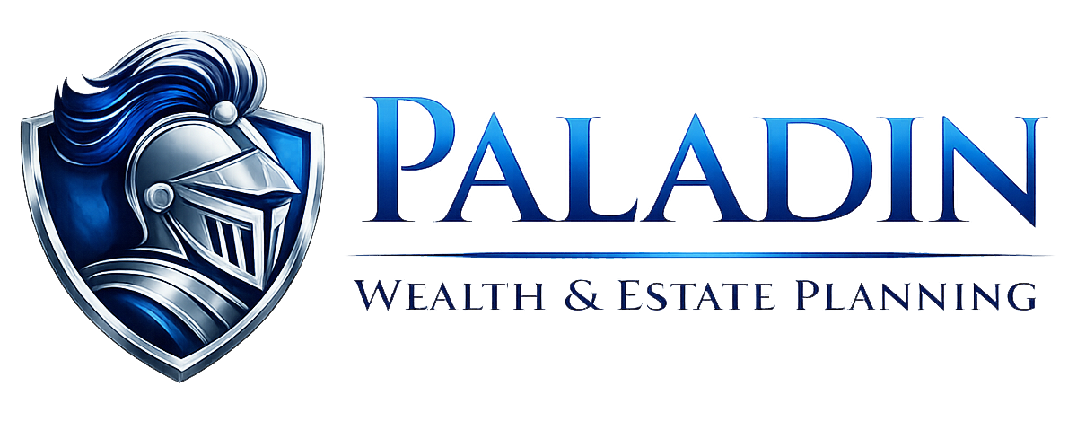 Paladin Wealth & Estate Planning logo featuring a knight shield symbol representing financial protection and estate planning services